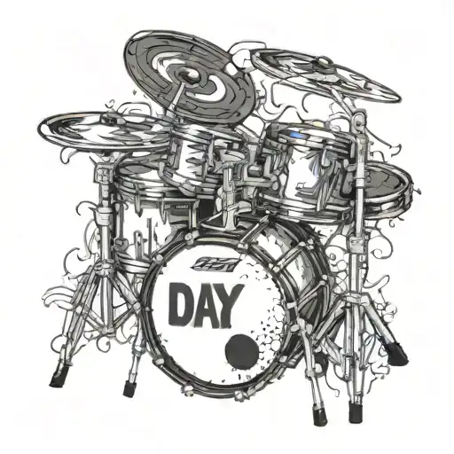 Drum Kit With A Dayz-themed Background