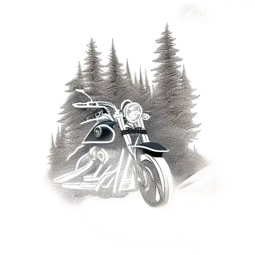 Motorcycle On A Mountain Road With Trees