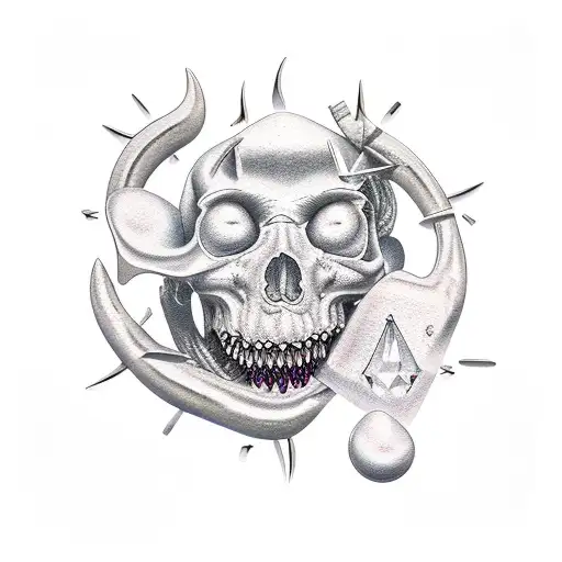 Broken Wishbone Connected By A String Of Teeth And Gems