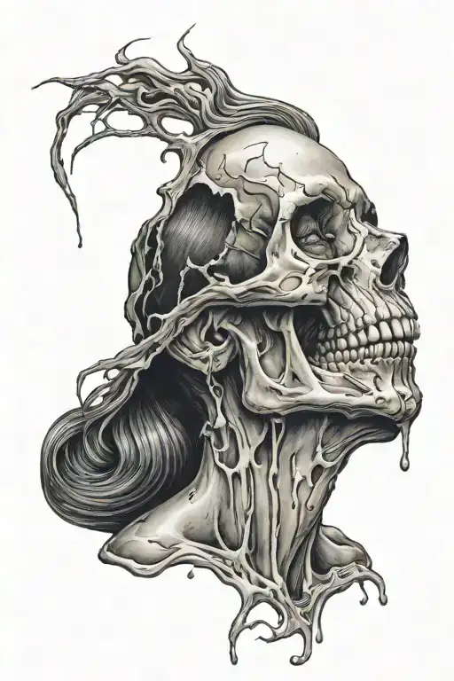 Melting Skull And Woman Face