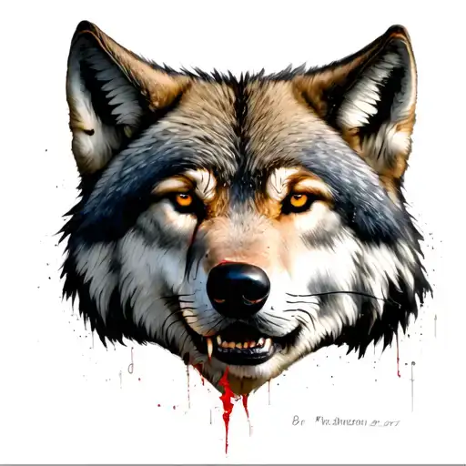 Wolf Face Half Covered In Scars