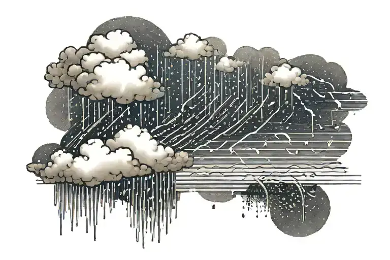 Rain With Cloud Tattoo Left Side Is Half Circle