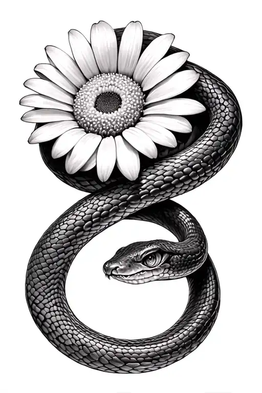 Snake Wrapped Round Daisy Flower