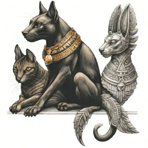 Egyptian Goddess Bastet And Anubis Are In Love With Each Other