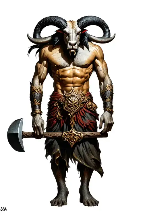 Minotaur Legend Standing Guard With Hammer