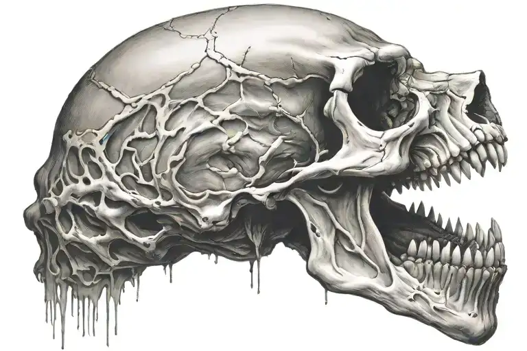 Crying Skull With Mouth Open With Detailed Shading