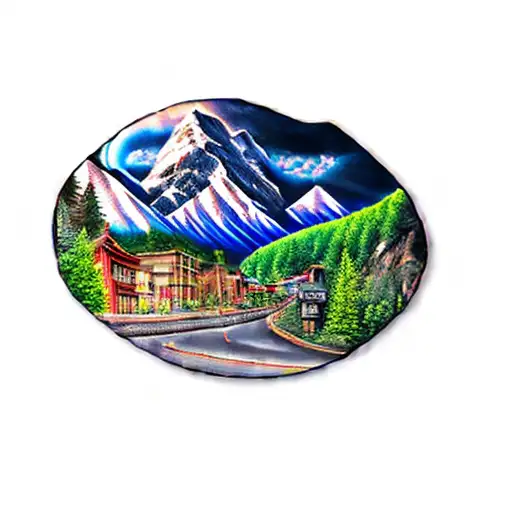 A Pretty Mountain Town With Highway