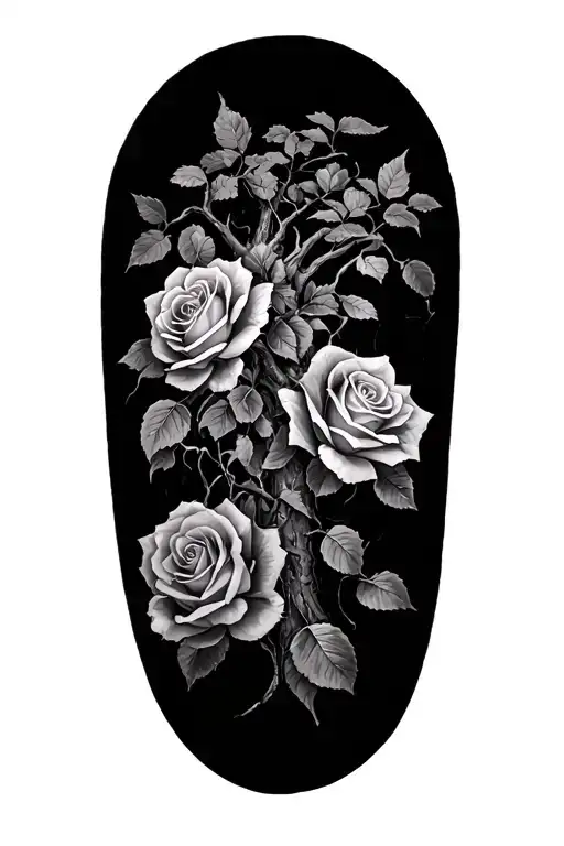 Roses And Willow Tree And Map