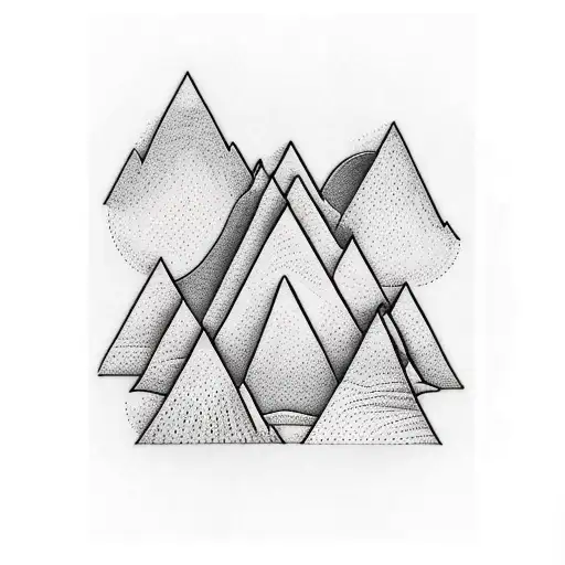 Mountains And Trees In A Diamond Shape