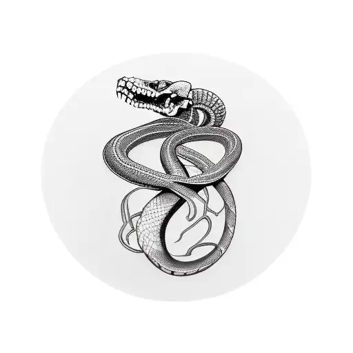 Snake Skeleton Tattoo From Chest To Shoulder And Arm