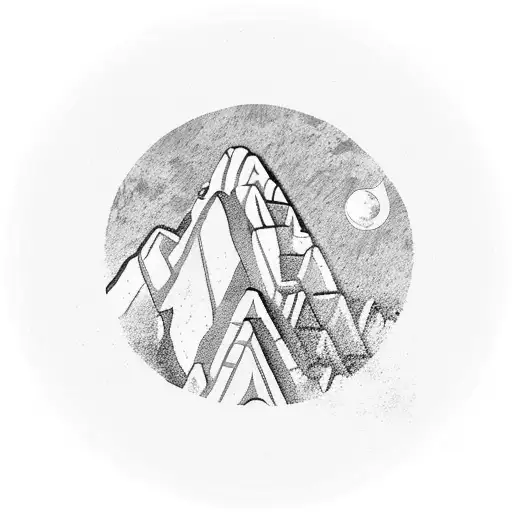 15Th Century Machu Picchu Under A Large Full Moon Circle Pattern Background