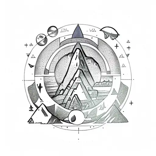 15Th Century Machu Picchu Under Moon Circle With Symbols Pattern Background