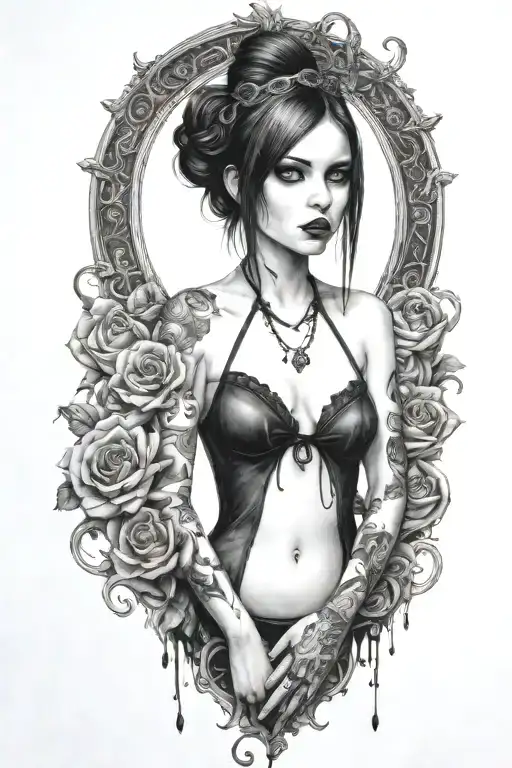 Goth Emo Semi Nude Girl