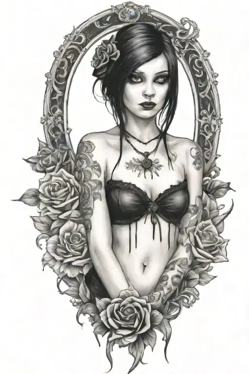 Goth Emo Semi Nude Girl