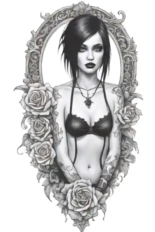 Goth Emo Semi Nude Girl