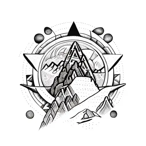 15Th Century Machu Picchu Under Moon Circle With Symbols Pattern Background