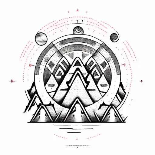 15Th Century Machu Picchu Under Moon Circle With Symbols Pattern Background