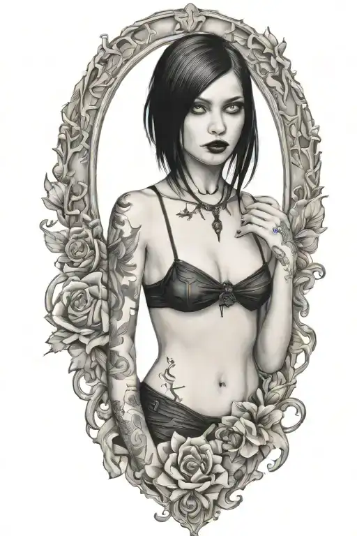 Goth Emo Semi Nude Girl