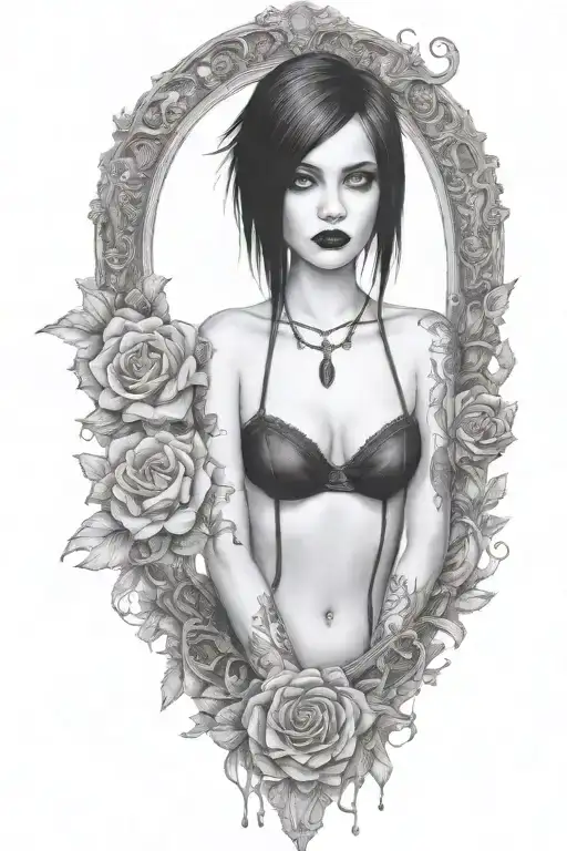 Goth Emo Semi Nude Girl