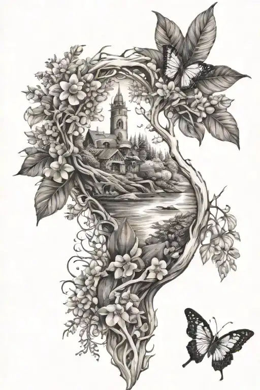 Arm Half Sleeve Of Nature And Spirituality