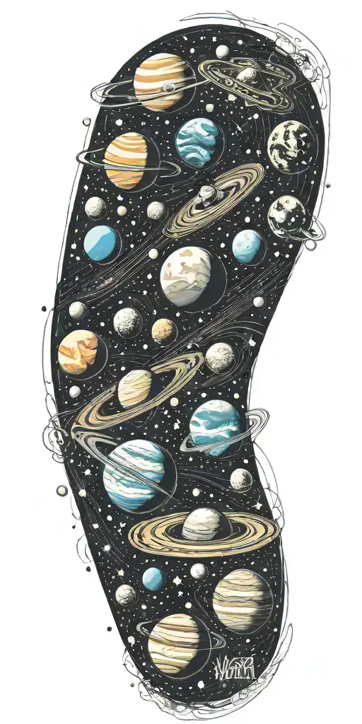 Space And Planets With Patterns