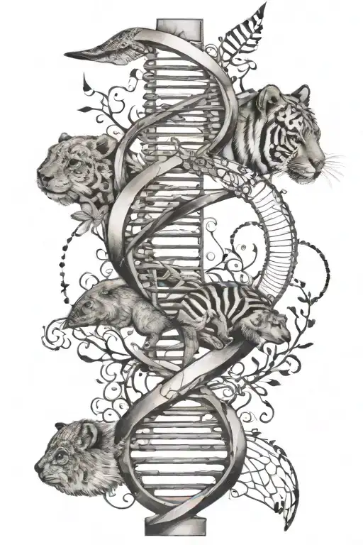 Dna Helix With Animal