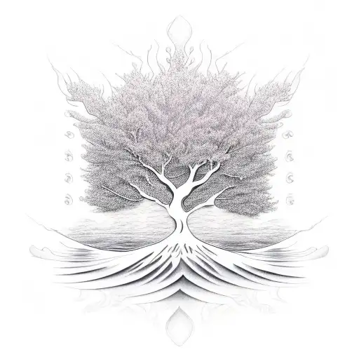 Zen Tree With Waves