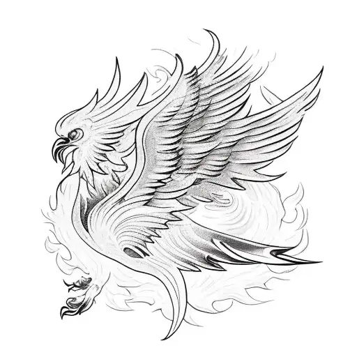 A Majestic Phoenix Rising From The Ashes