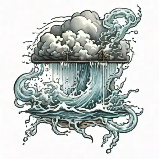 Water And Lighting Storm