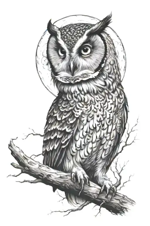 Owl And Moon