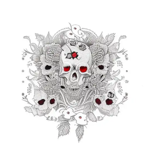 Trash Polka Chaos Red And Black With Flowers Horror