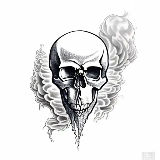 Skull Whith Smoke Around And Into