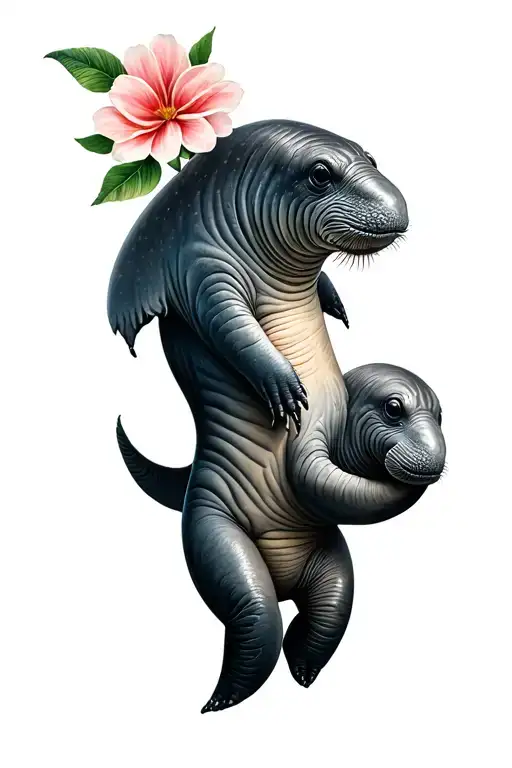 Mom And Baby Manatee Flowers