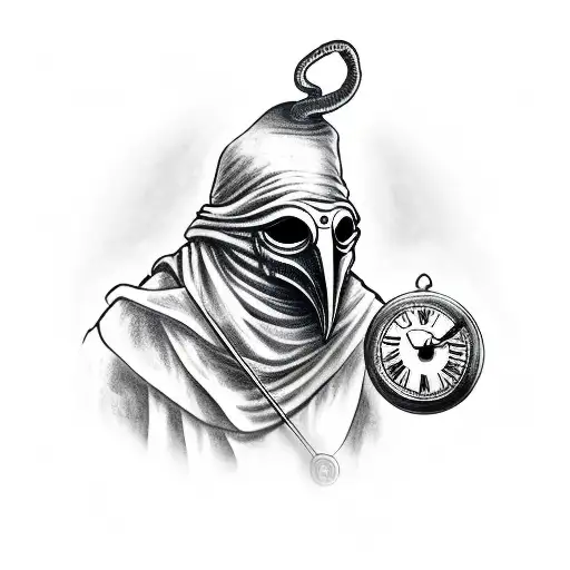 Plague Doctor Mask With Clock