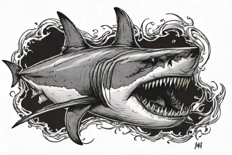 Great White Shark Bitting The Words Hate Drives Me