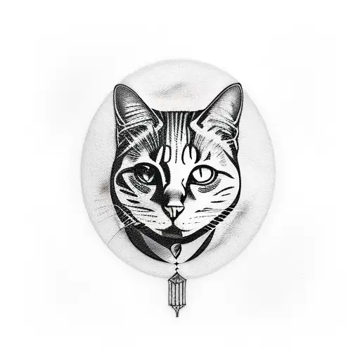 Black Cat And Full Moon Rising