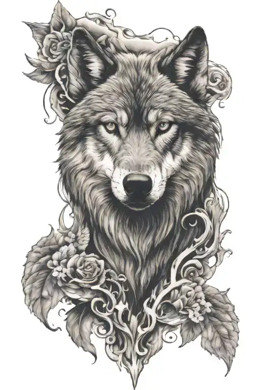 Wolf Head With Spiritual Theme Sleeve