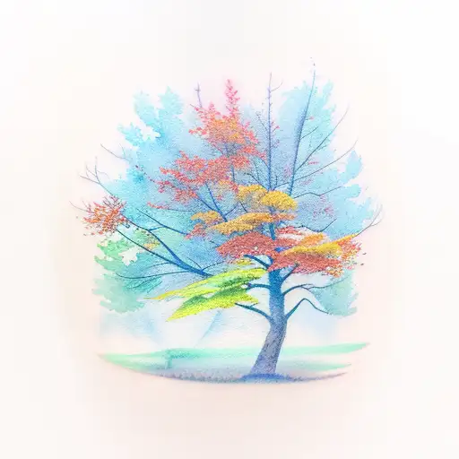 Watercolor Autumn Maple Tree