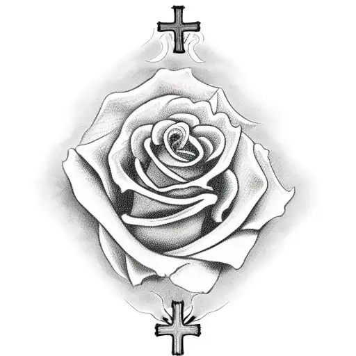 Catholic Cross With Roses