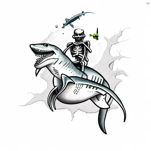 Skeleton Riding Shark