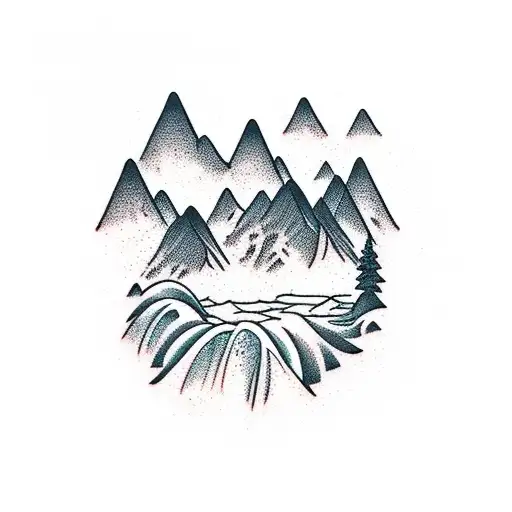 Mountains With Waterfall