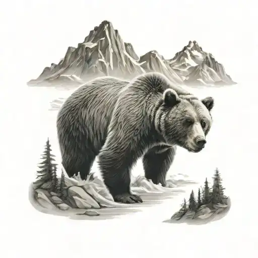 Mountains Grizzly Bear Fishing