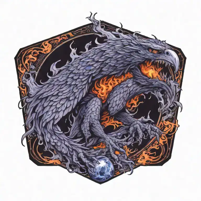 Phoenix Planet In Flames In Its Talons