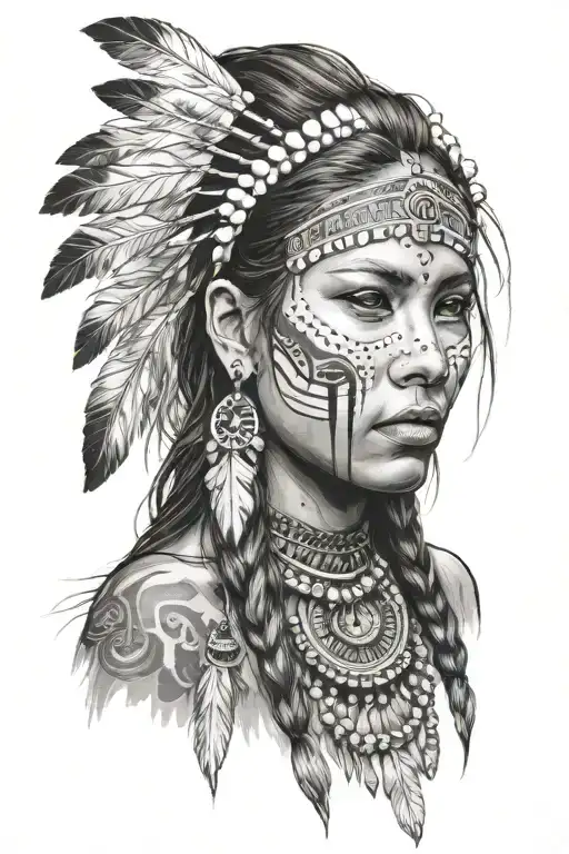 Young Native Indian Women With Long Hair