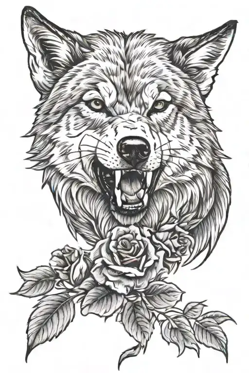 Wolf With Rose In Mouth