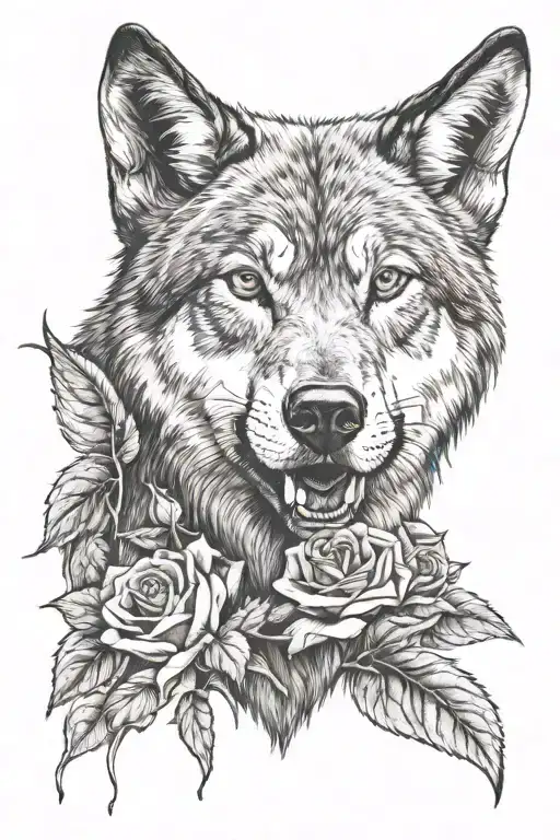 Wolf Carrying A Rose In Mouth