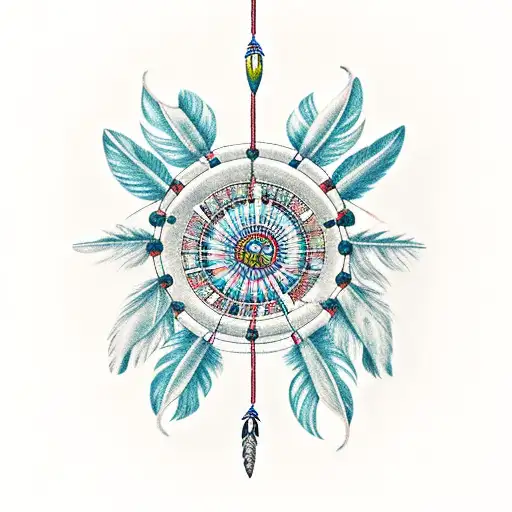 Dream Catcher With Thunderbird In The Middle And Hanging From An Arrow