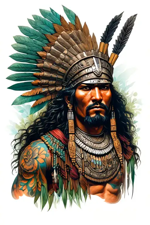 Aztec Warrior Prince With Nature Elements