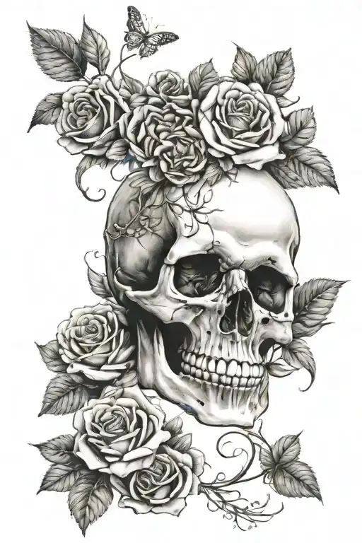 Skull And Roses Surrounding