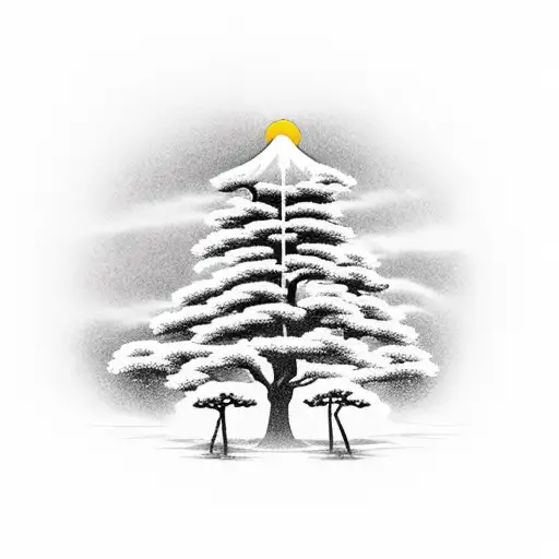 One Japanese Temple With A Free Trees Around It And Some Phoenix Flying Above The Temple